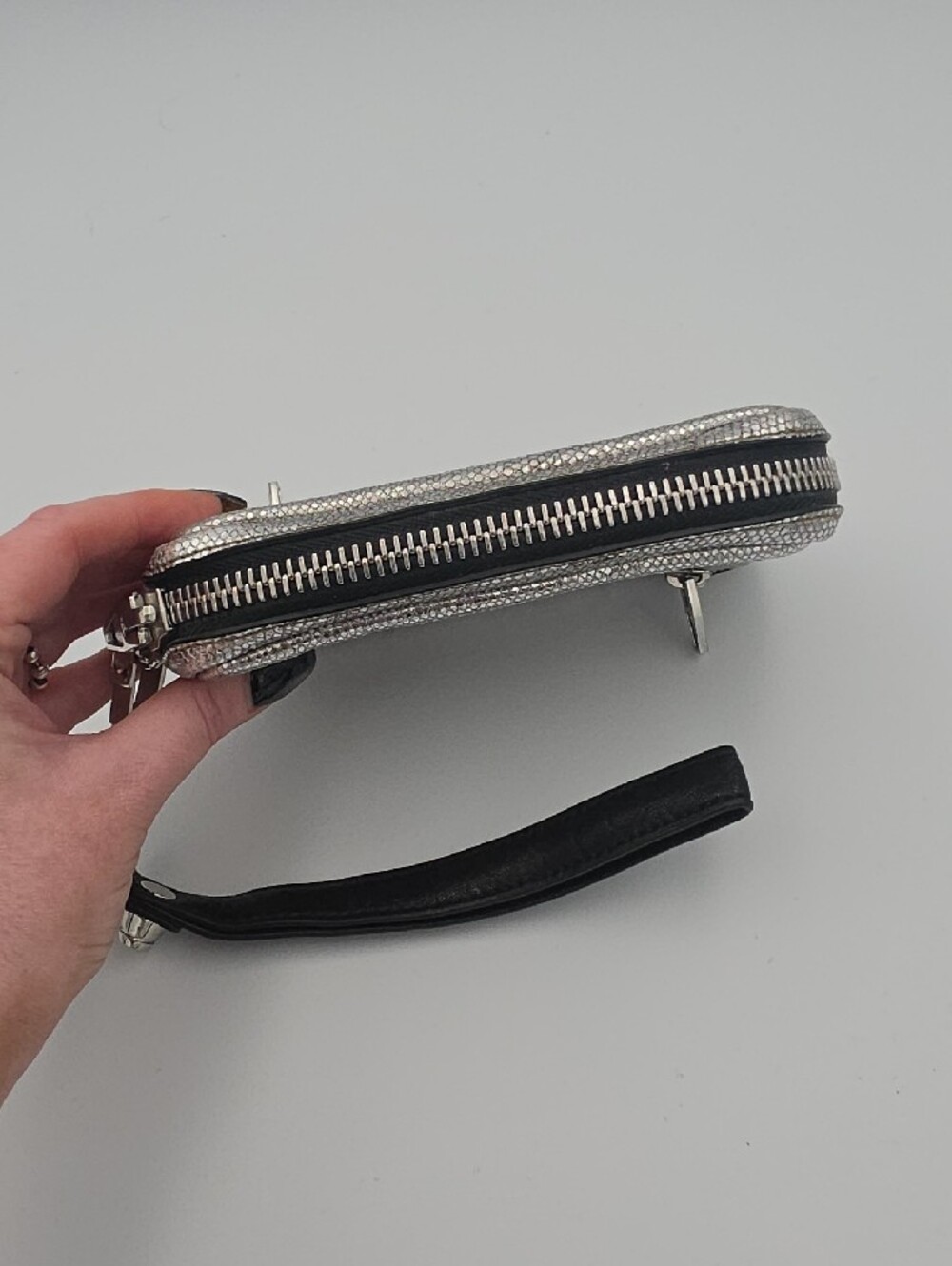 Alexander Wang Metallic Silver Small Wristlet Clutch W/ Silver Hardware (EUC)🩶 - Picture 5 of 15